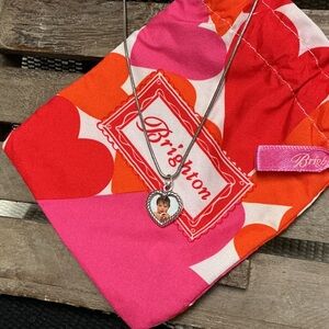 Brighton great shape sterling silver heart locket charm removable chain necklace